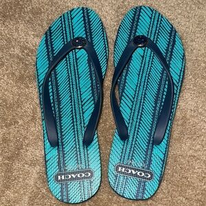 Coach Teal and Navy Flip Flops